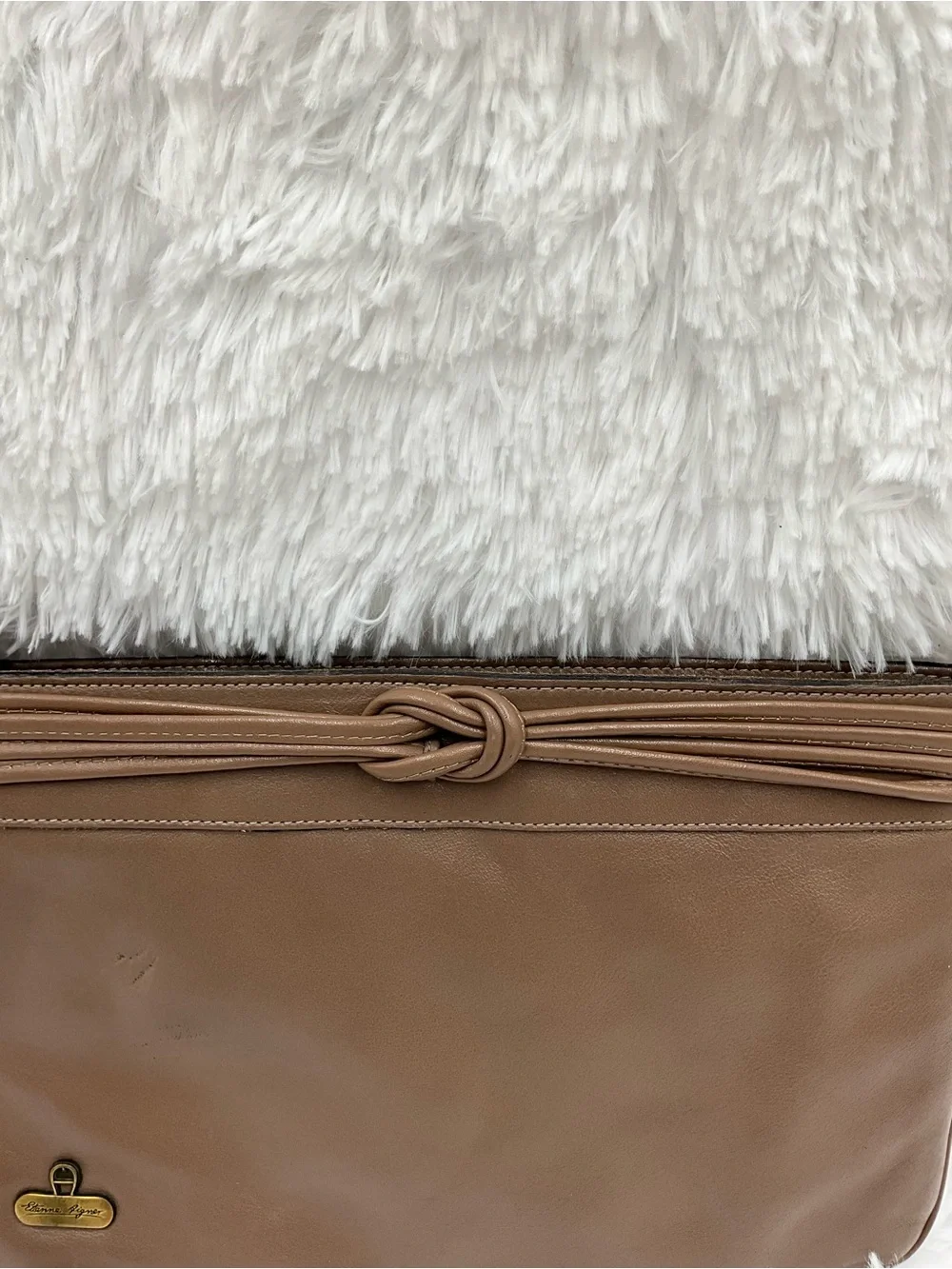 Vintage Etienne Aigner Brown Leather Wristlet Clutch Purse Knot Trim